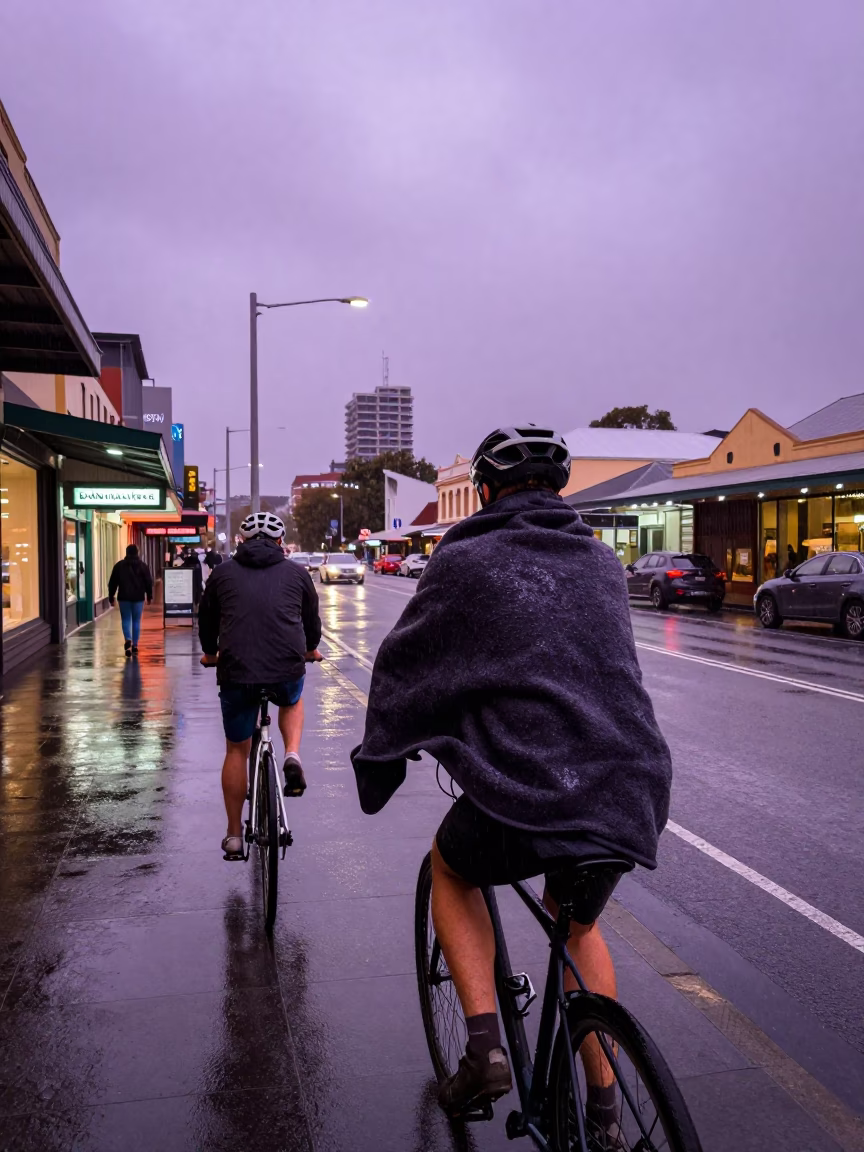 Shopkeeper in Hobart at Dusk Light in in Hobart, Tasmania, Australia