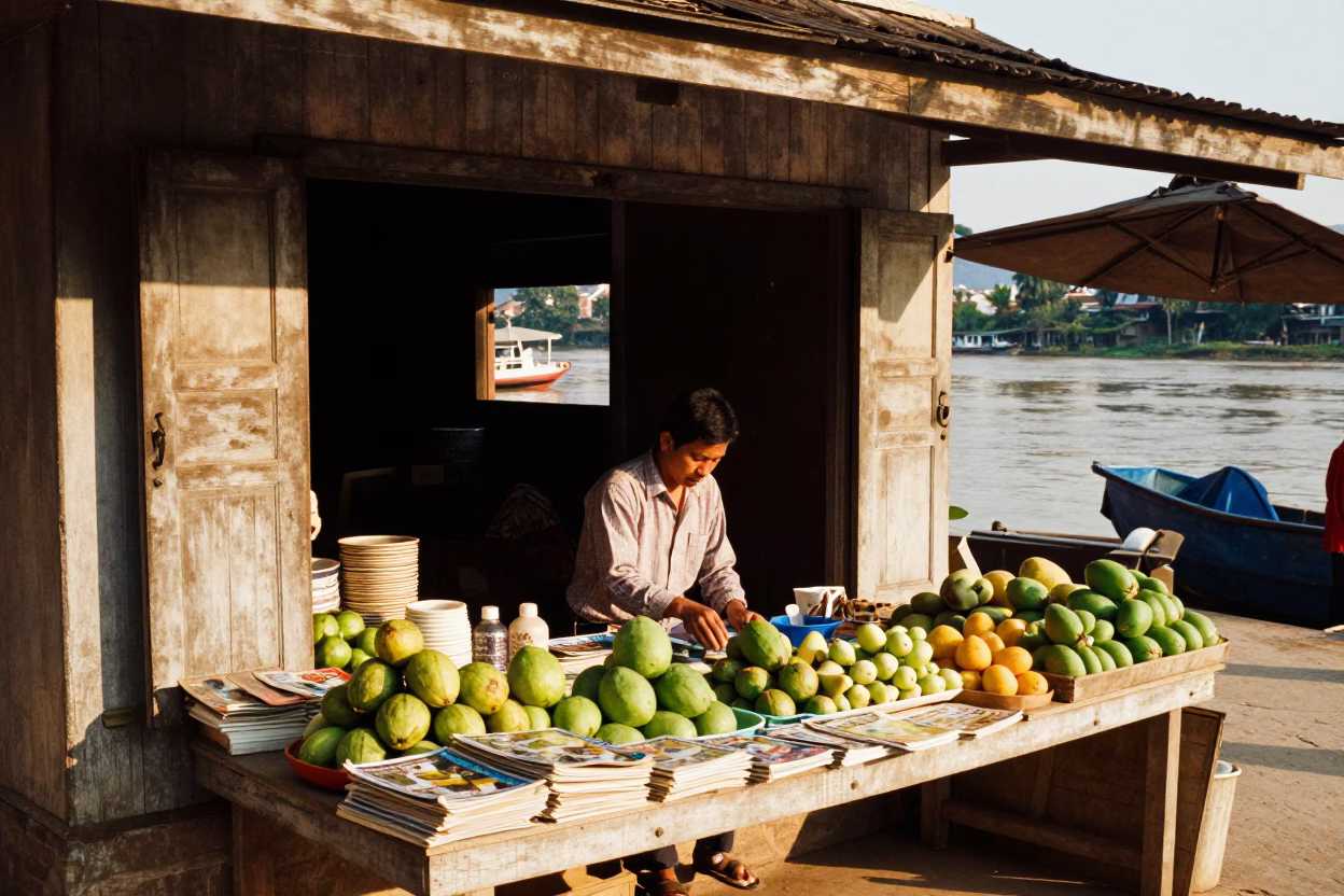 Shopkeeper in Luang Prabang in in Luang Prabang, Laos