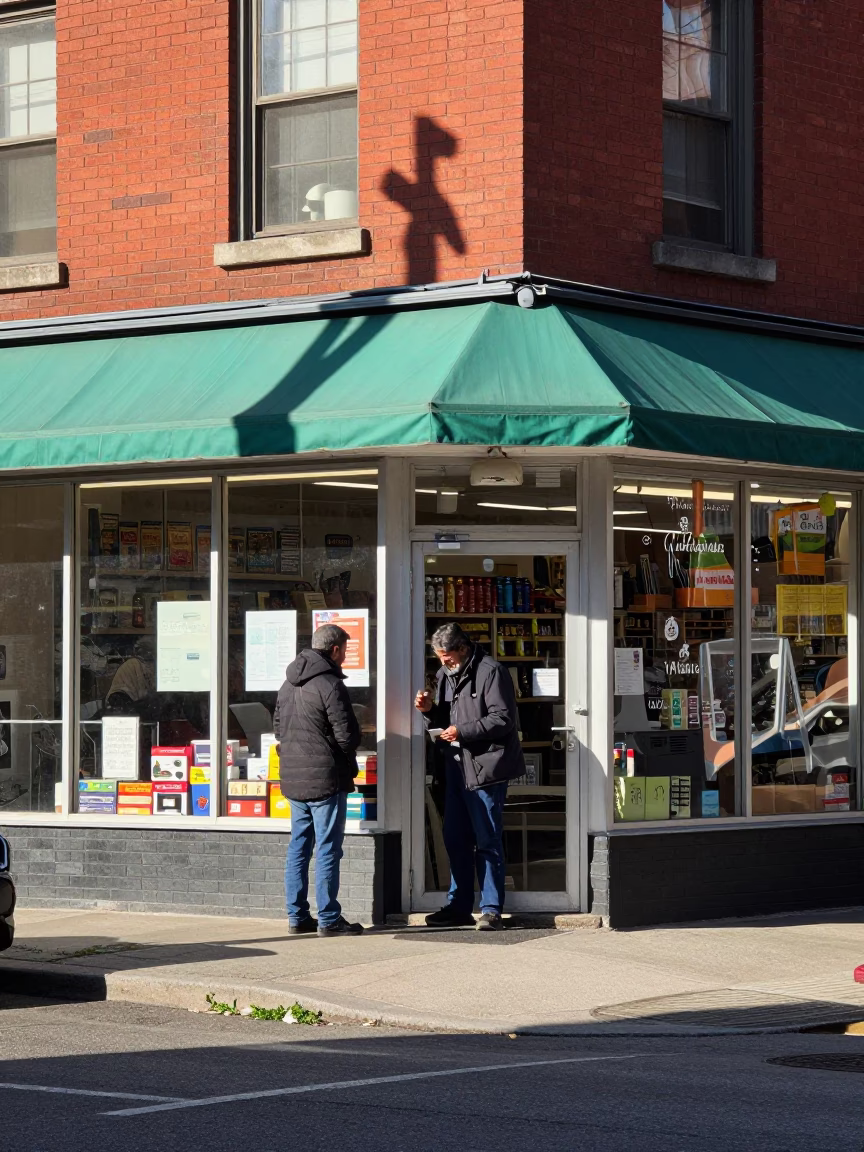 Shopkeeper Interacting in Toronto in in Toronto, Ontario, Canada