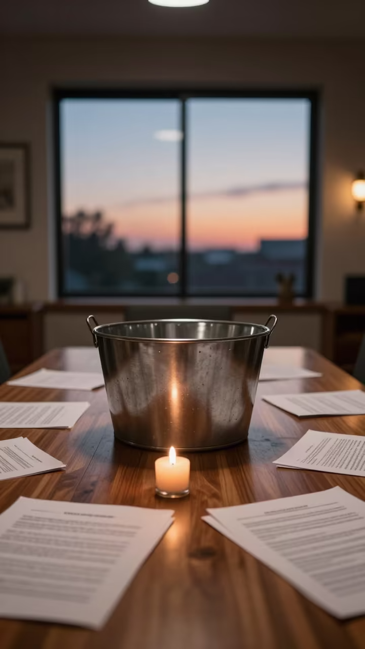 Shredding Bin at Boardroom Table Before Meeting in at a boardroom table before a meeting in Mira-Bhayandar