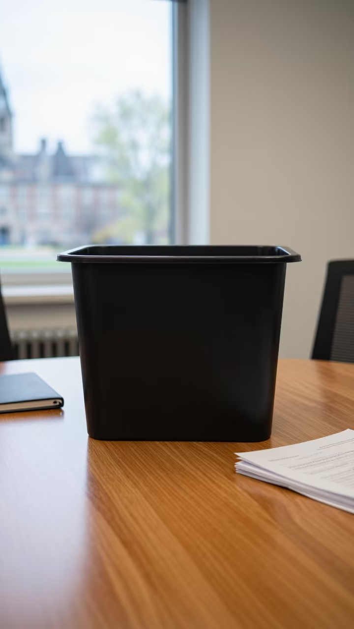 Shredding Bin on Boardroom Table Near Ottawa in at a boardroom table before a meeting near Ottawa
