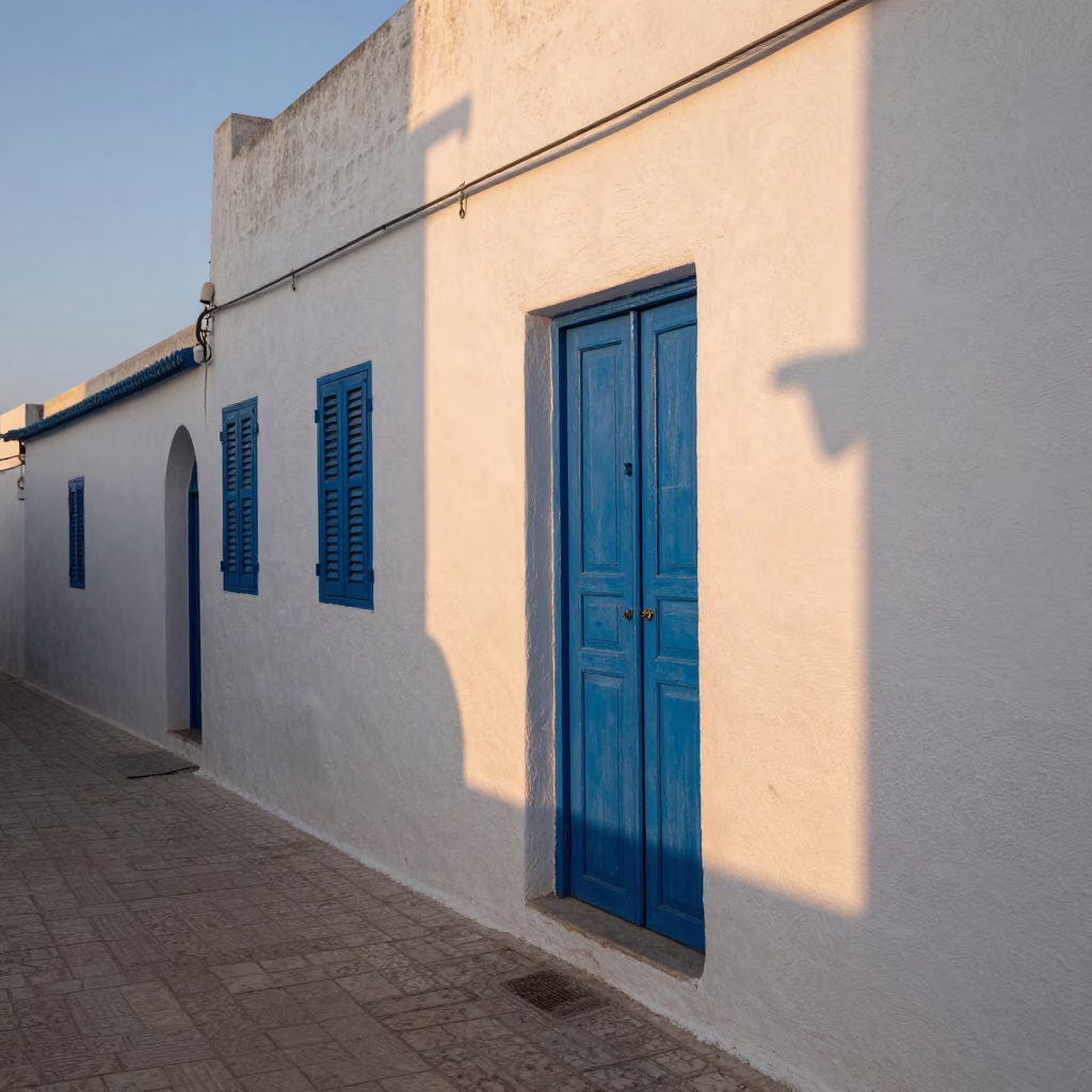 Shutters Medina in Tunis at First Light Of Dawn in in Tunis, Tunisia