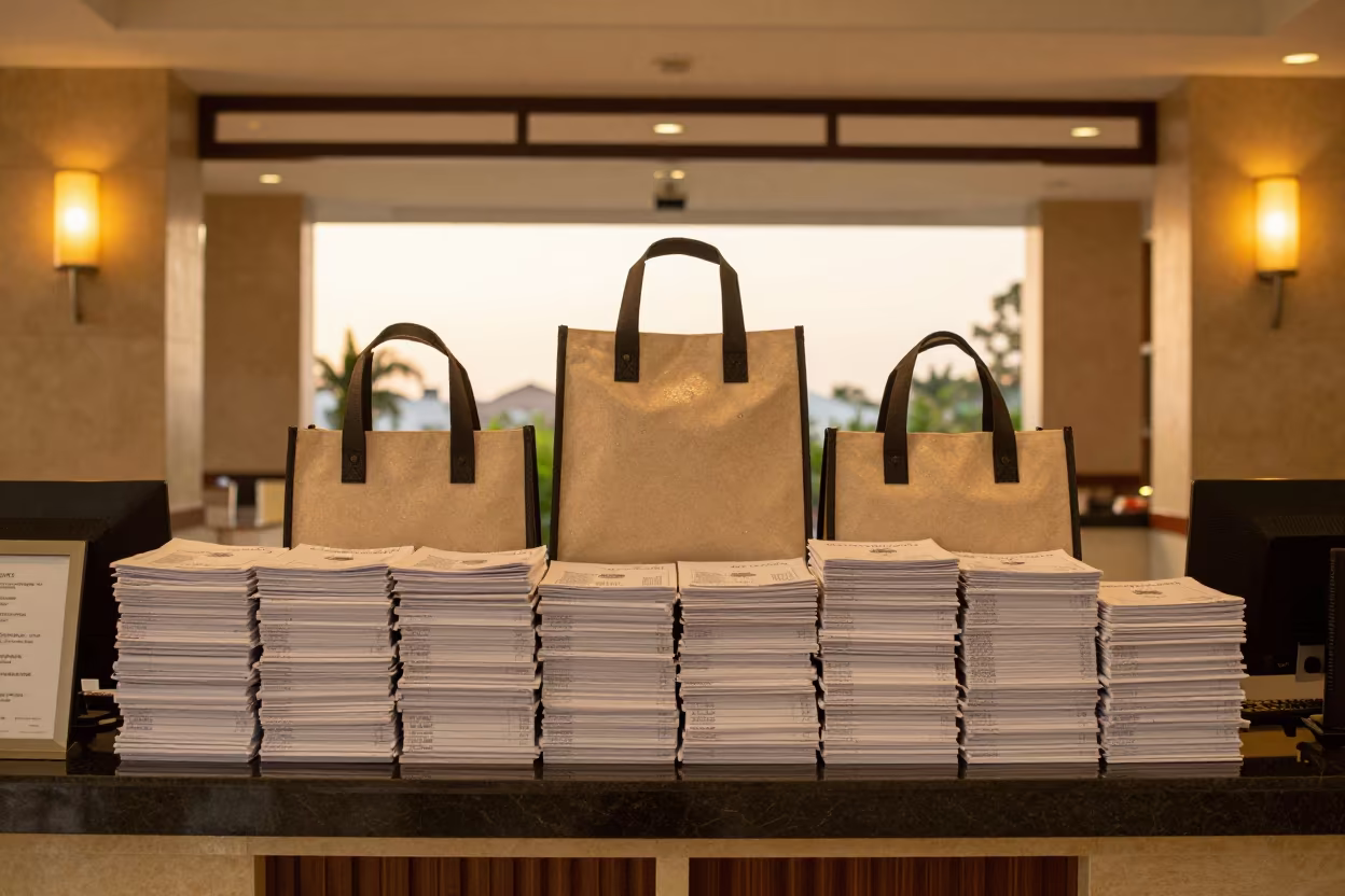 Shuttle Tote in Sunset Hotel Lobby Bandar Lampung in inside a hotel lobby in Bandar Lampung