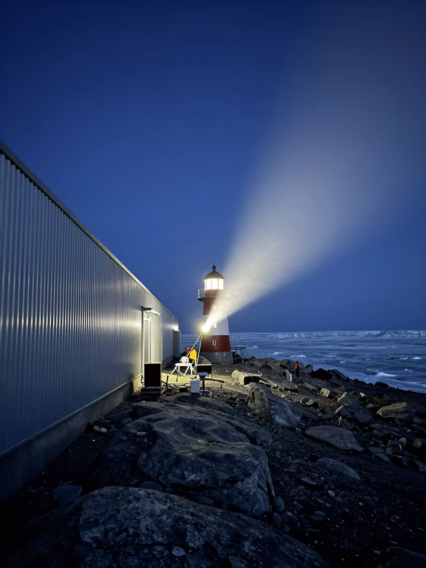 Siberian Geology Station Midnight Lighthouse Sweep in at a remote field station in Siberia