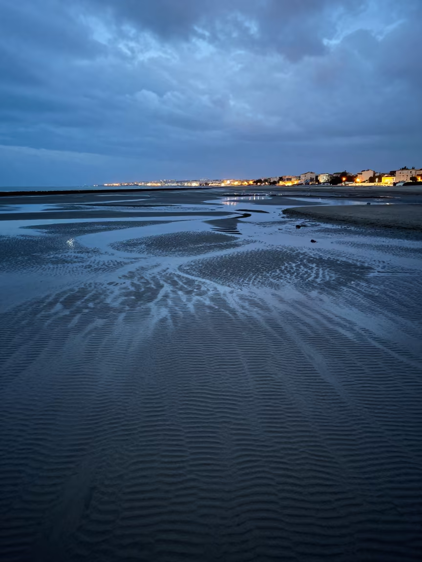 Sicilian Tidal Flat Ripples at Blue Hour in in Sicily