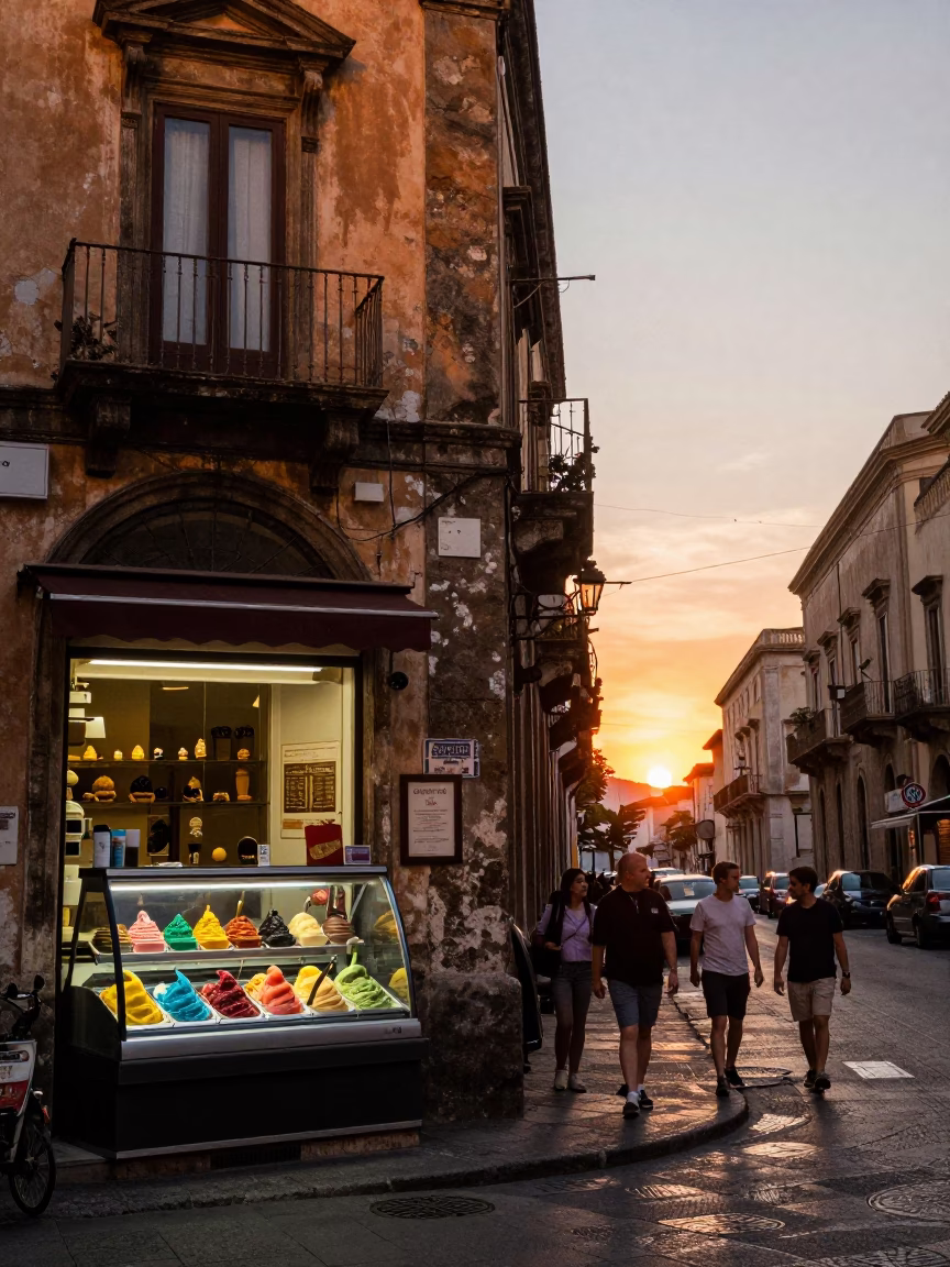Sicily Sunset in Palermo at Sunset Light in in Palermo, Italy
