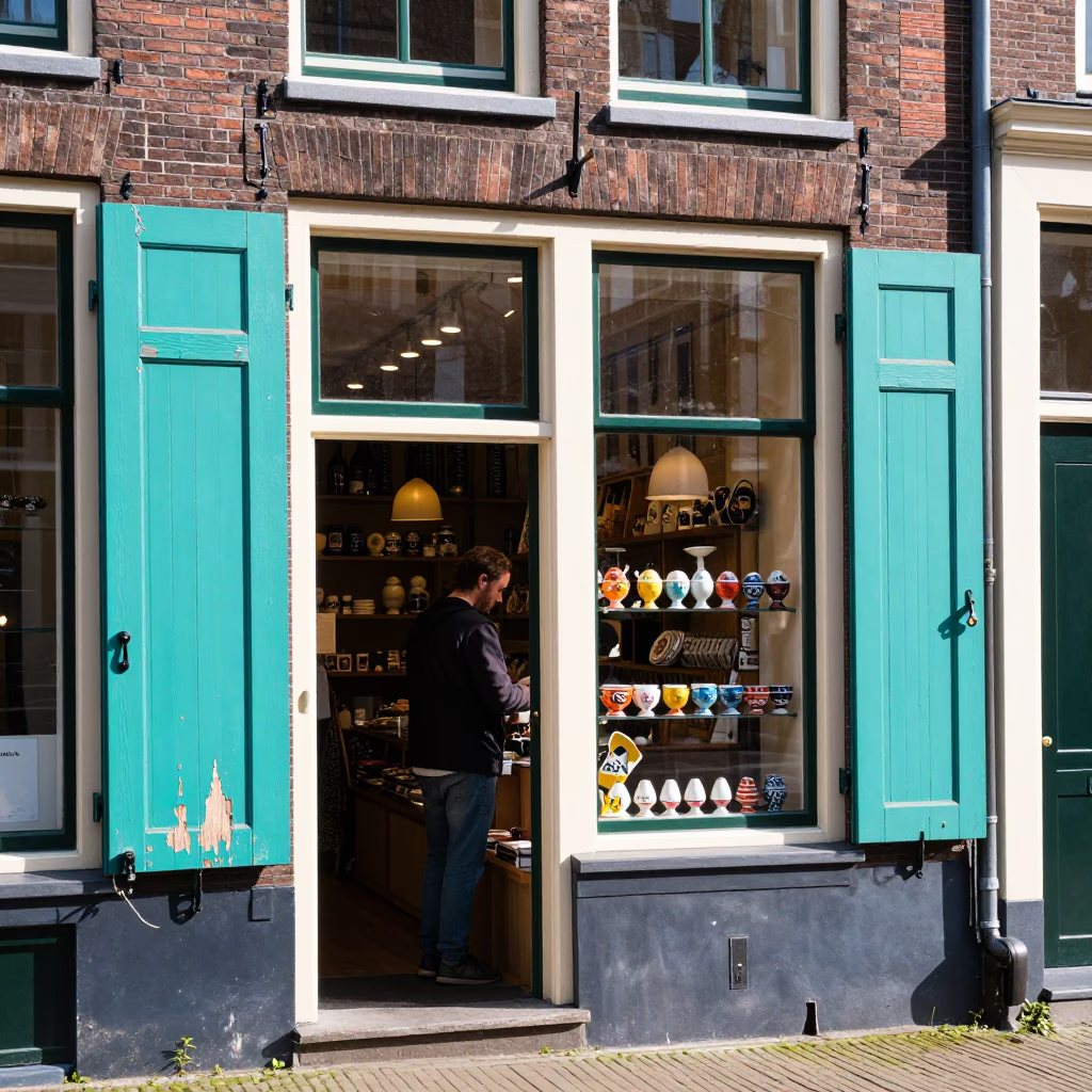 Side Shop at Late Morning Light in Amsterdam in in Amsterdam, Netherlands