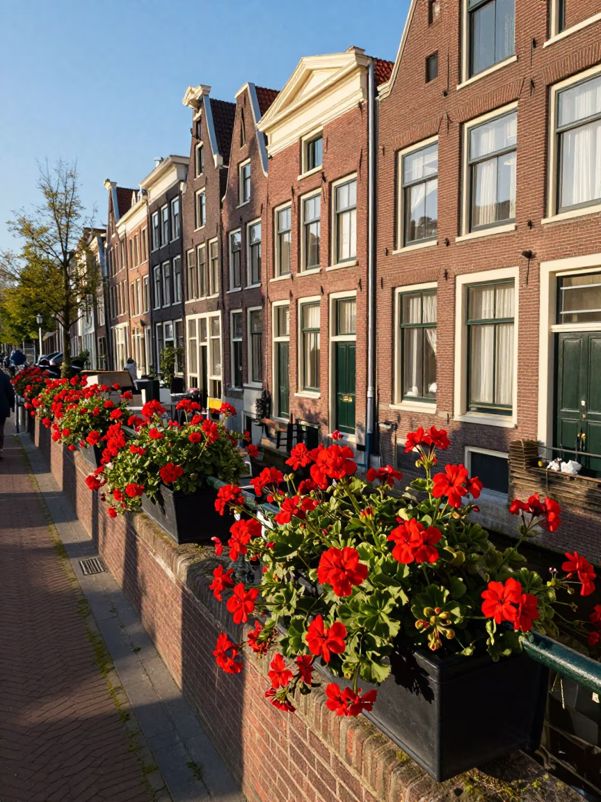 Side Terrace in Amsterdam at Clear Late-afternoon Light in in Amsterdam, Netherlands