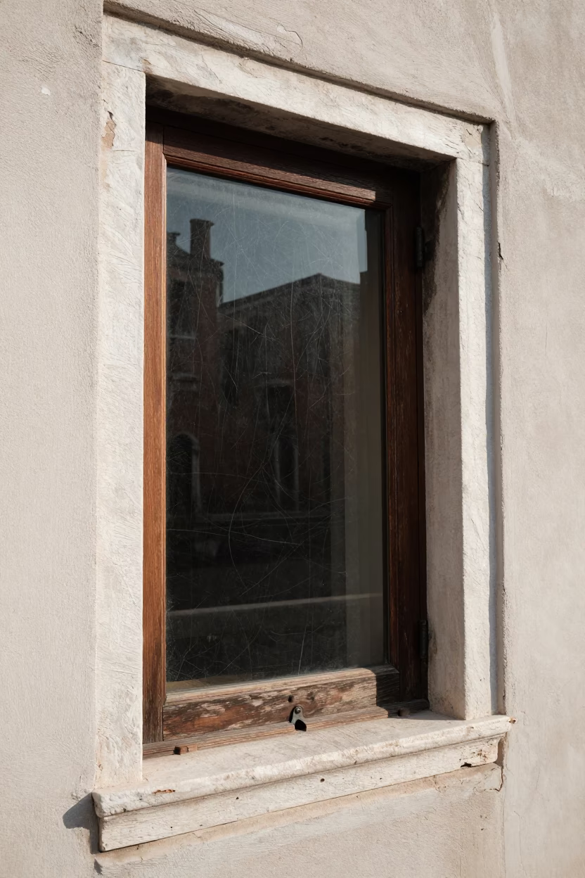 Side Window in Venice at The Early Afternoon Light in in Venice, Italy