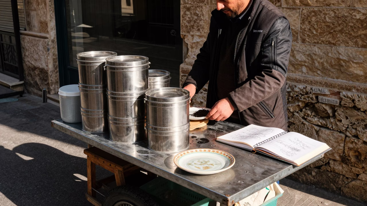 Sidewalk Activity in Beirut at Noon Light in in Beirut, Lebanon