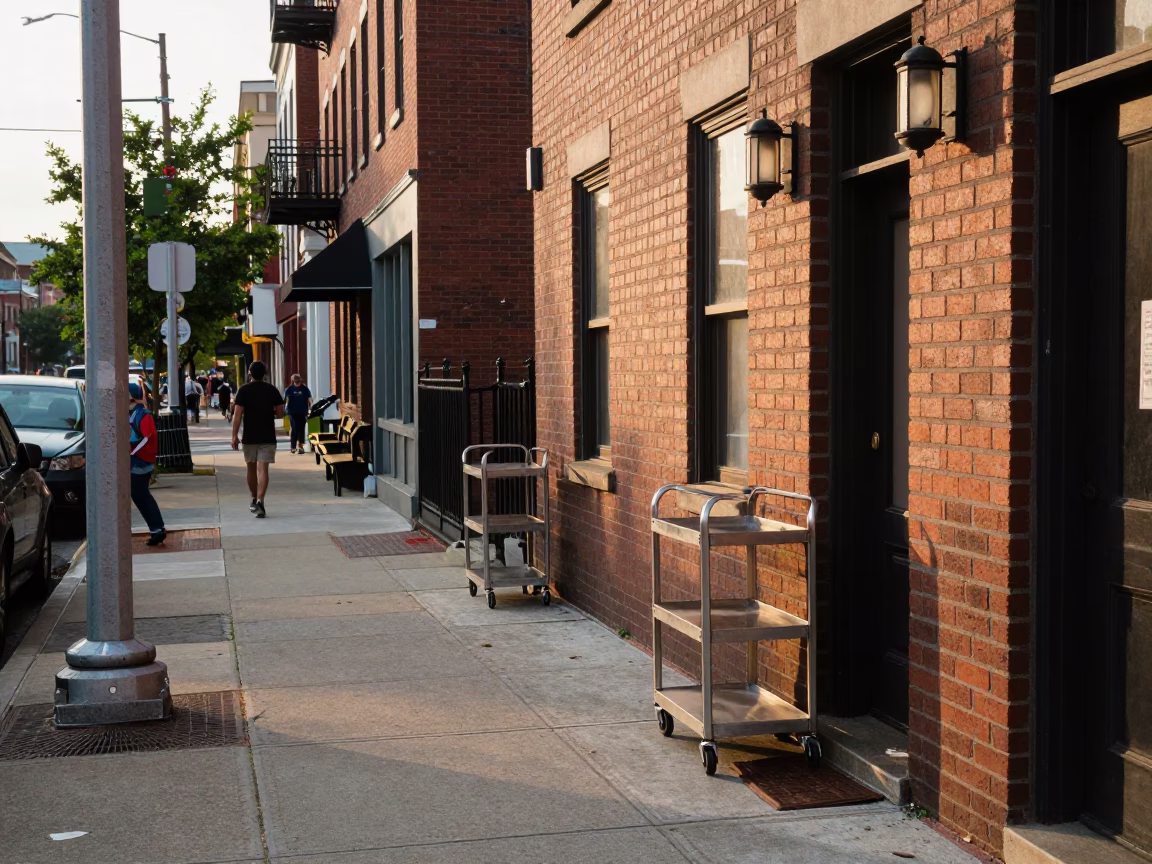 Sidewalk Activity in Philadelphia at The Early Afternoon Light in in Philadelphia, Pennsylvania, United States