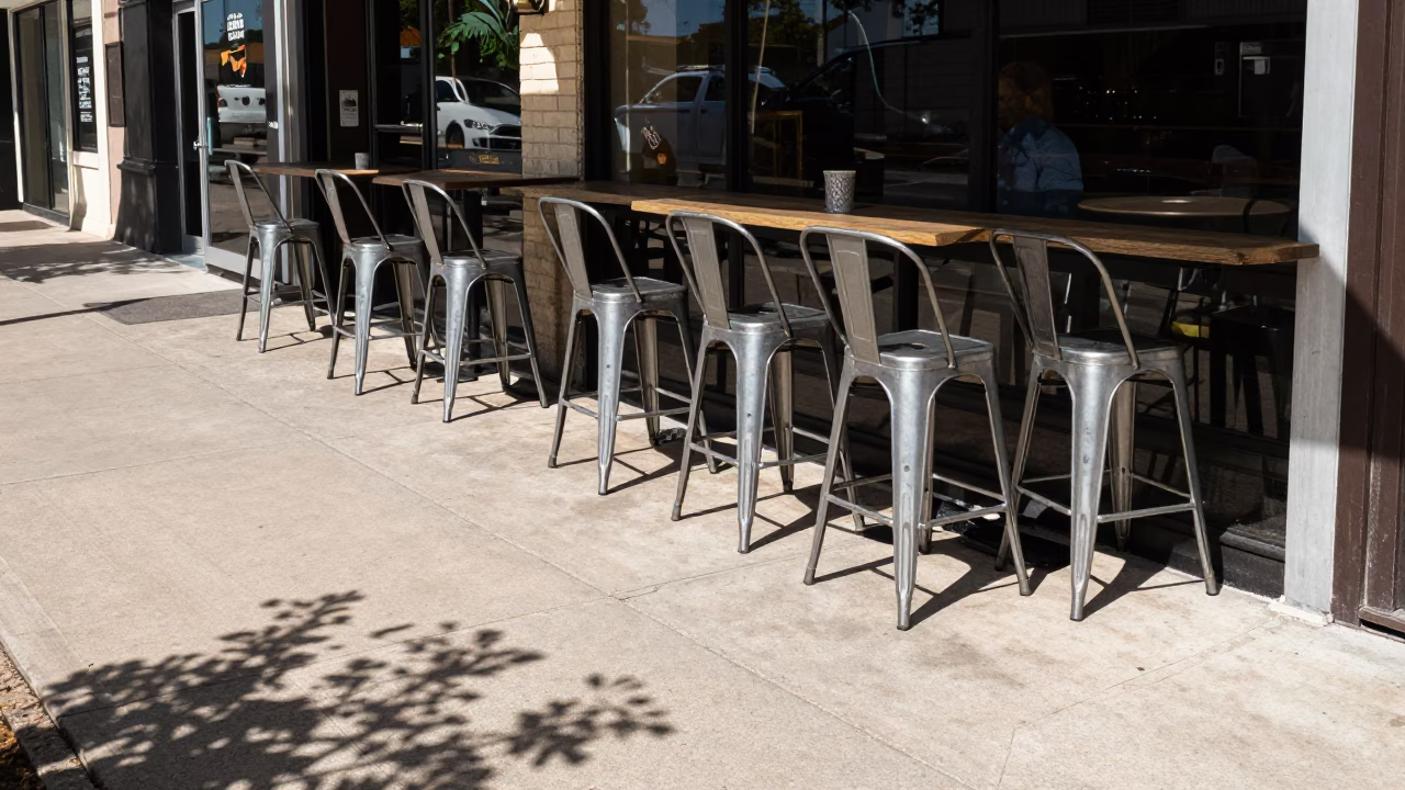 Sidewalk Cafe in Austin at Flat Noon Light in in Austin, Texas, United States