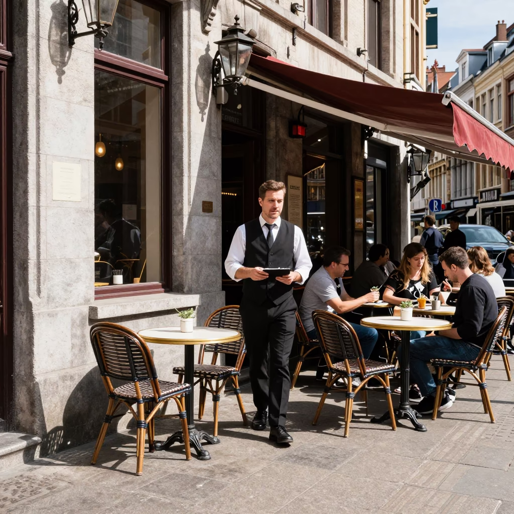 Sidewalk Café in Brussels in in Brussels, Belgium