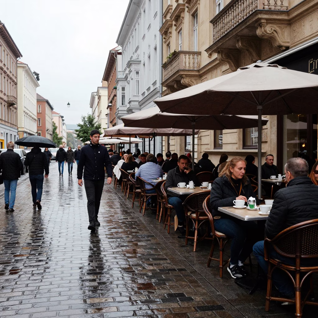 Sidewalk Café in Budapest in in Budapest, Hungary