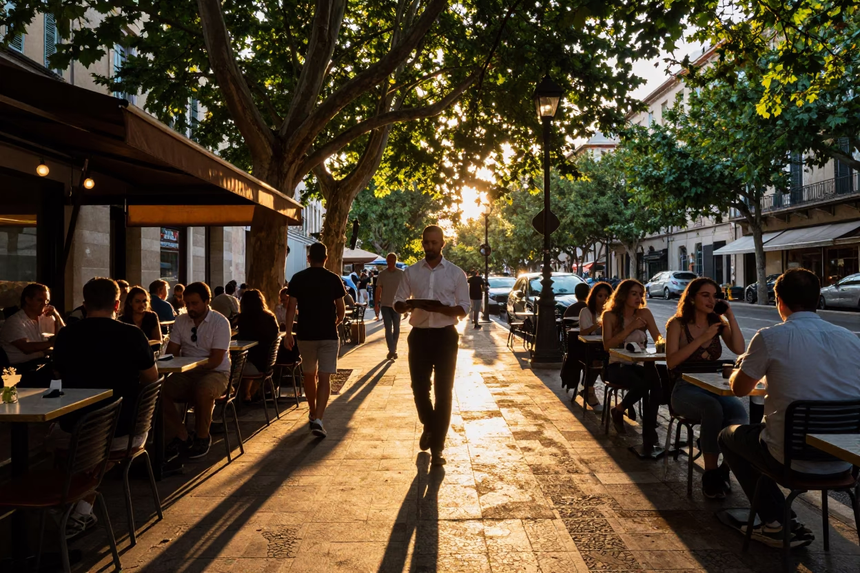 Sidewalk Café in Marseille in in Marseille, France