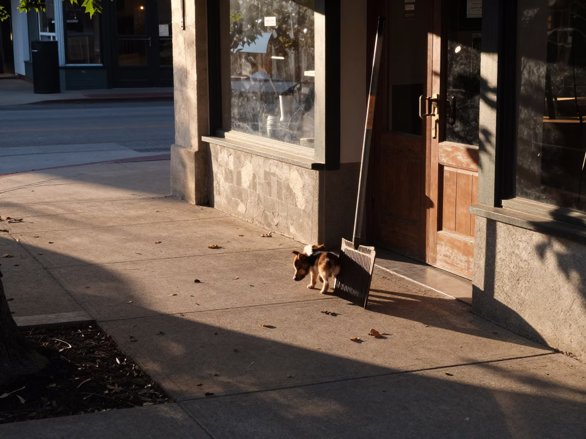 Sidewalk Scene at The Early Morning Light in Austin in in Austin, Texas, United States