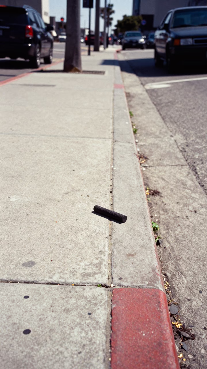 Sidewalk Scene in Los Angeles at The Flat Glare Of Noon Light in in Los Angeles, California, United States