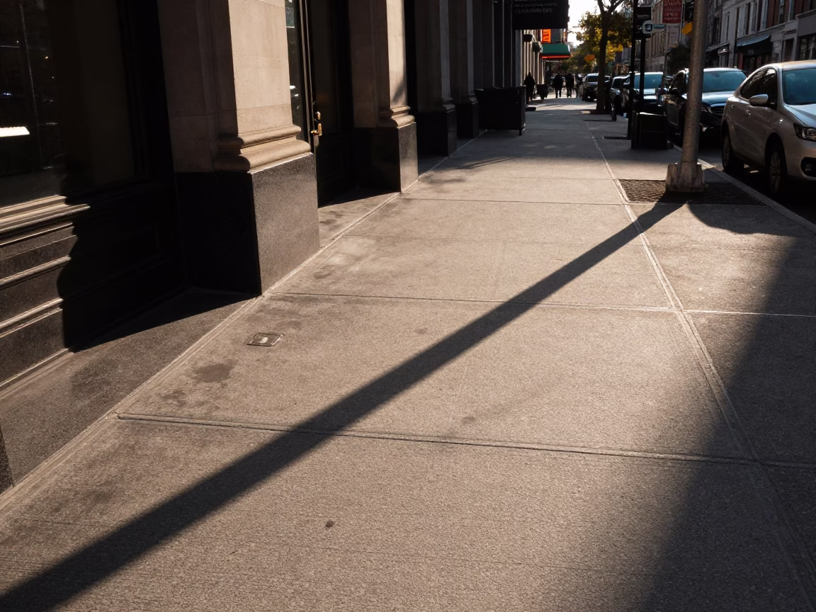 Sidewalk Scene in New York at Late Afternoon Light in in New York, New York, United States