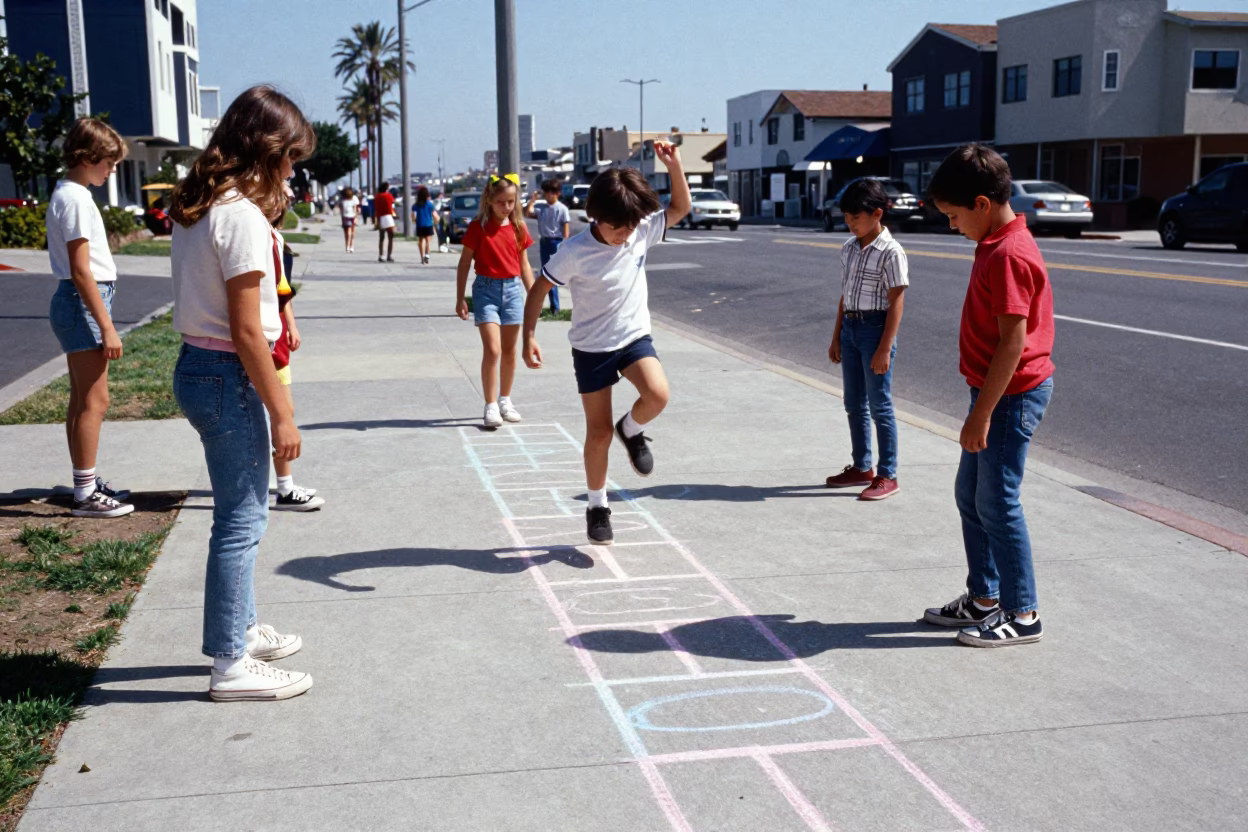 Sidewalk Scene in San Diego at Bright Midmorning Light in in San Diego, California, United States