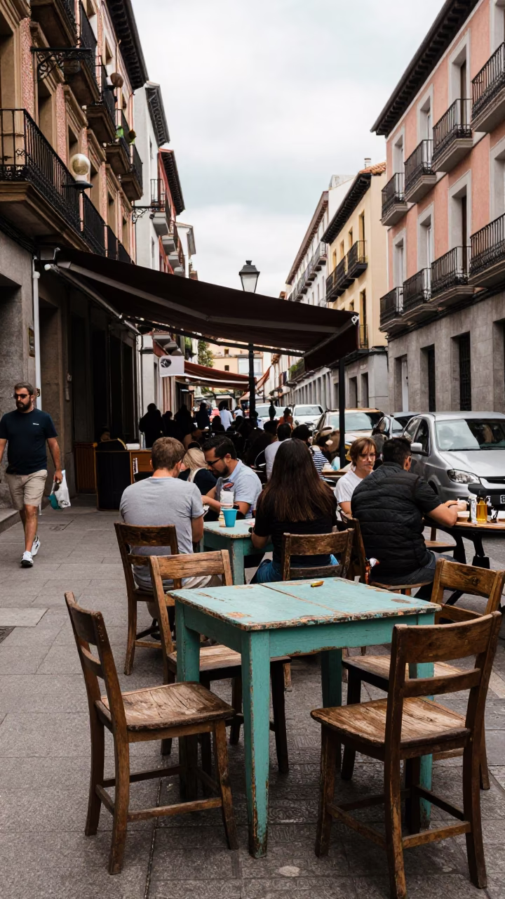 Sidewalk Terrace in Madrid in in Madrid, Spain