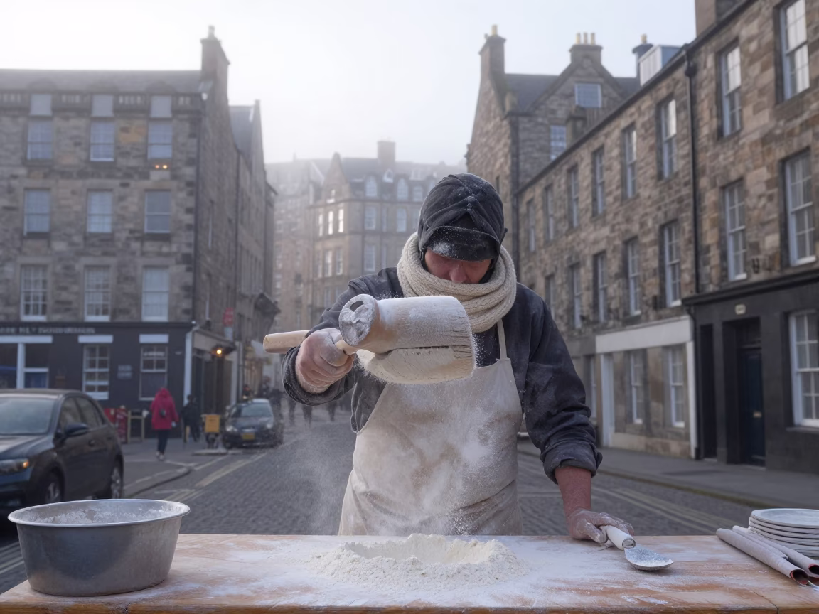 Sifting Flour in Edinburgh in in Edinburgh, United Kingdom