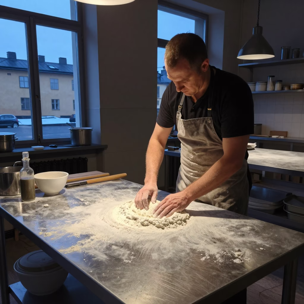 Sifting Flour in Stockholm in in Stockholm, Sweden