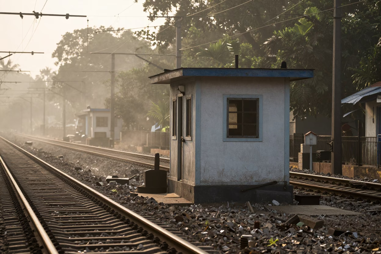 Signal Cabin at Sunrise Light in Mumbai in in Mumbai, India