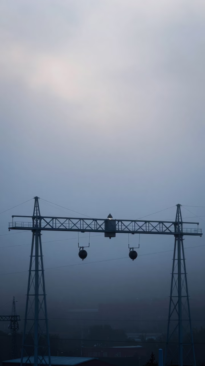 Signal Gantry in Nashville at Nautical Dawn Light in in Nashville, Tennessee, United States