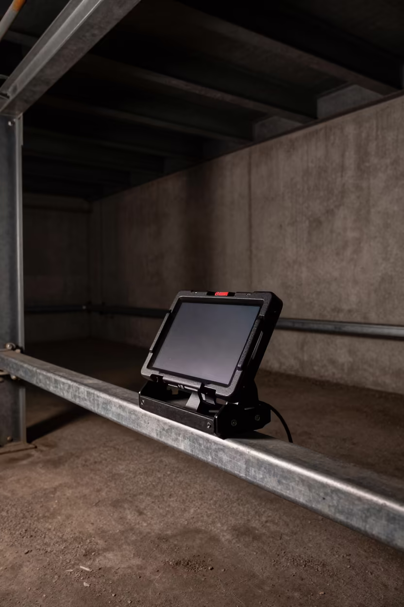 Signature Tablet Cradle in Dark Cartagena Cross-Dock in inside a cross-dock lane near Cartagena