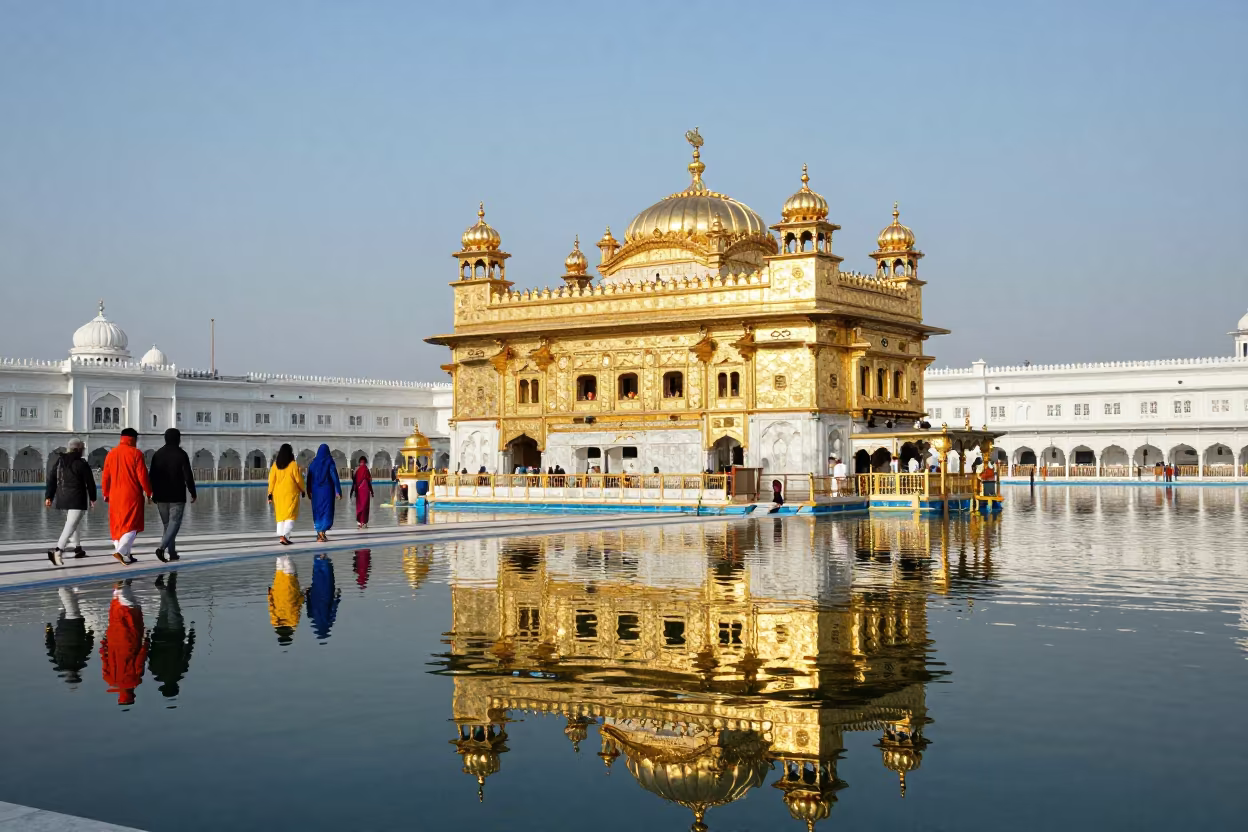 Sikh Golden Temple Reflection Illinois Courtyard in in a temple courtyard in Illinois