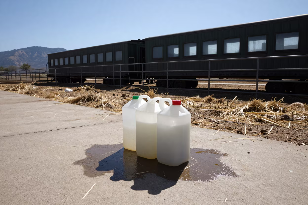 Silage Jug Stand Train Corral Surreal Oklahoma in inside a ranch corral in Oklahoma