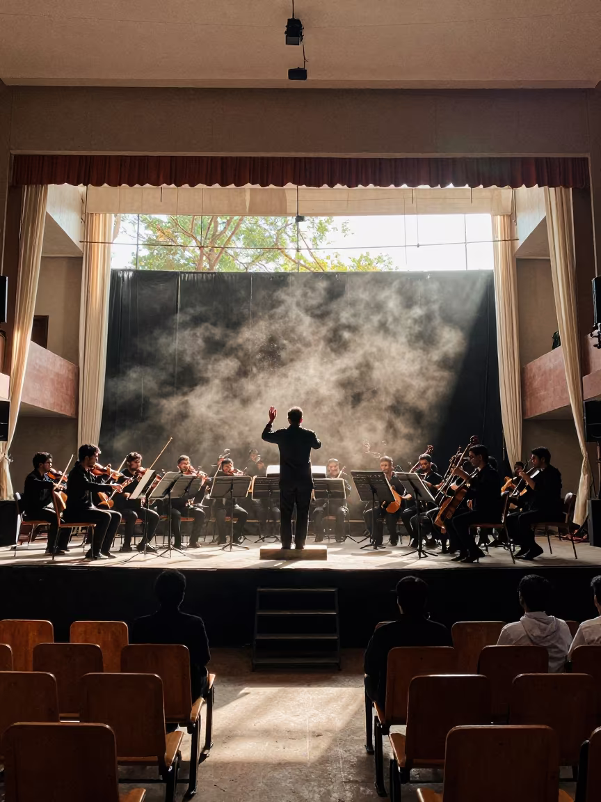 Silence Before the Music in Kanpur Concert Hall in on a theater stage in Kanpur
