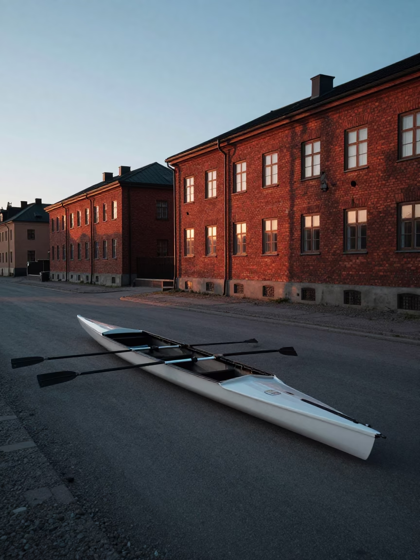Silent Stockholm Dawn Before Sunrise with Red Brick Facades and Calm Canal Waters in in Stockholm, Sweden