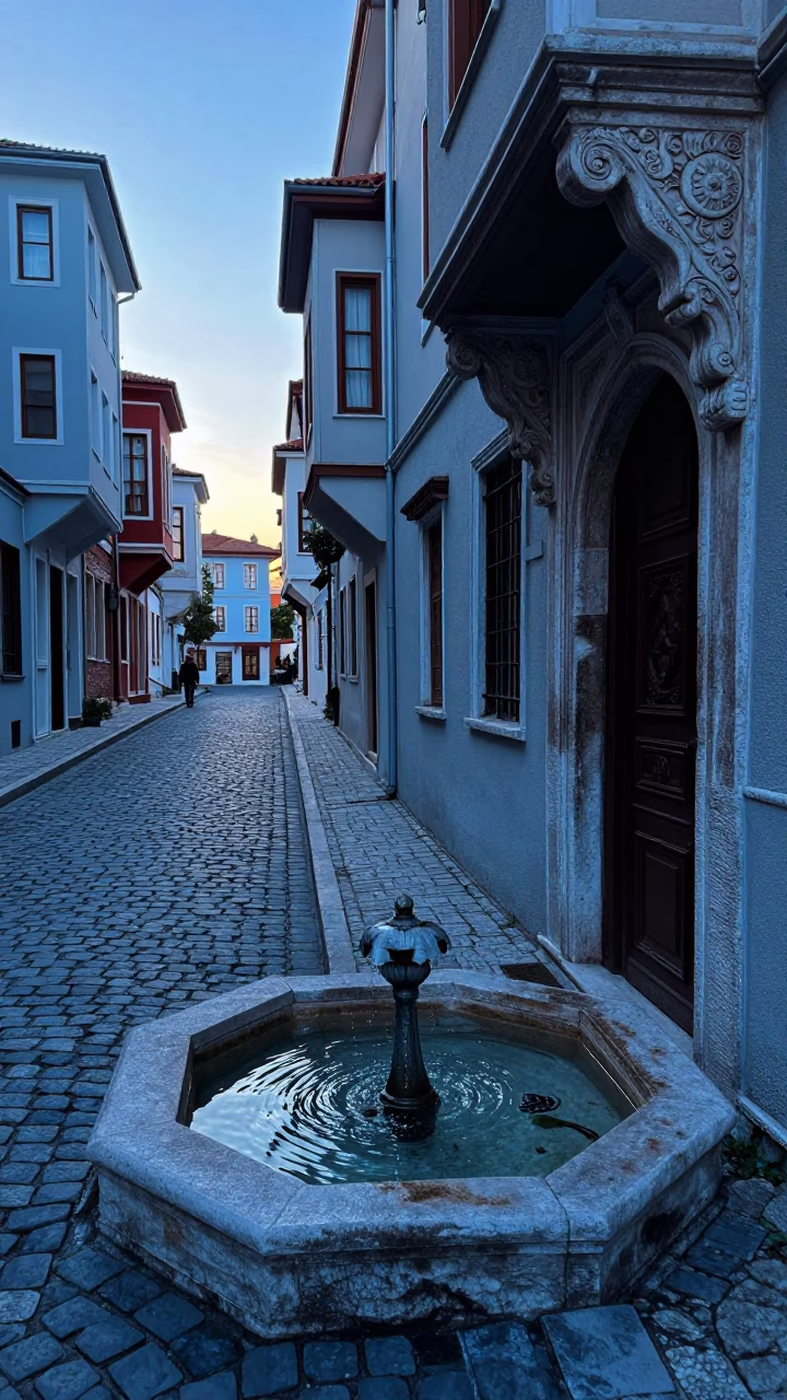 Silent Street at Sunrise Light in Istanbul in in Istanbul, Turkey