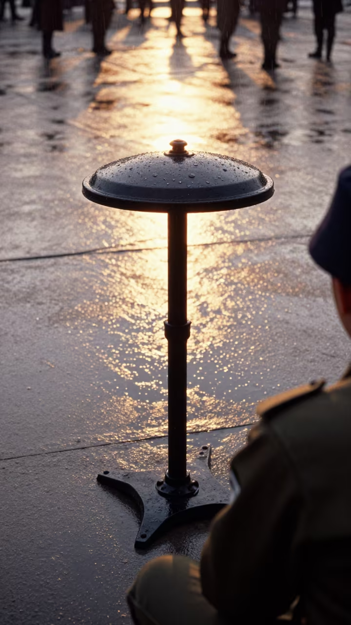 Silhouette Briefing Stand in Kansai Rain in on a parade ground in Kansai