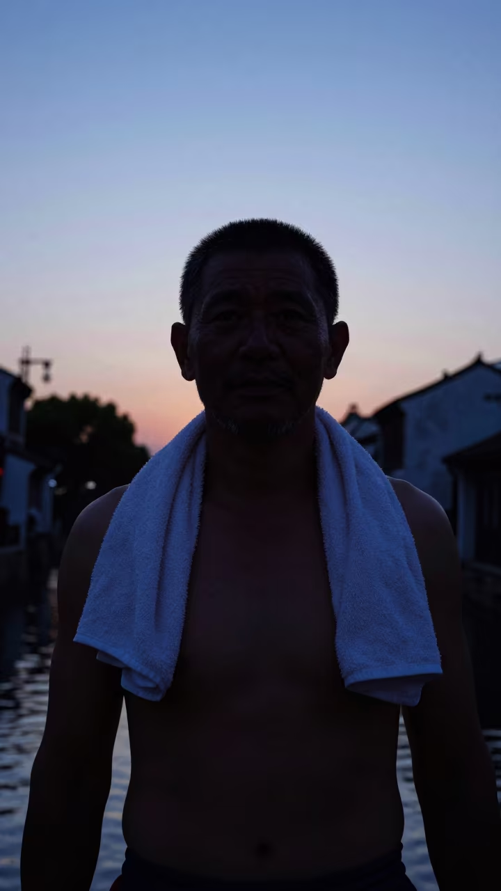 Silhouette of Trainer Near Suzhou in Twilight in near Suzhou