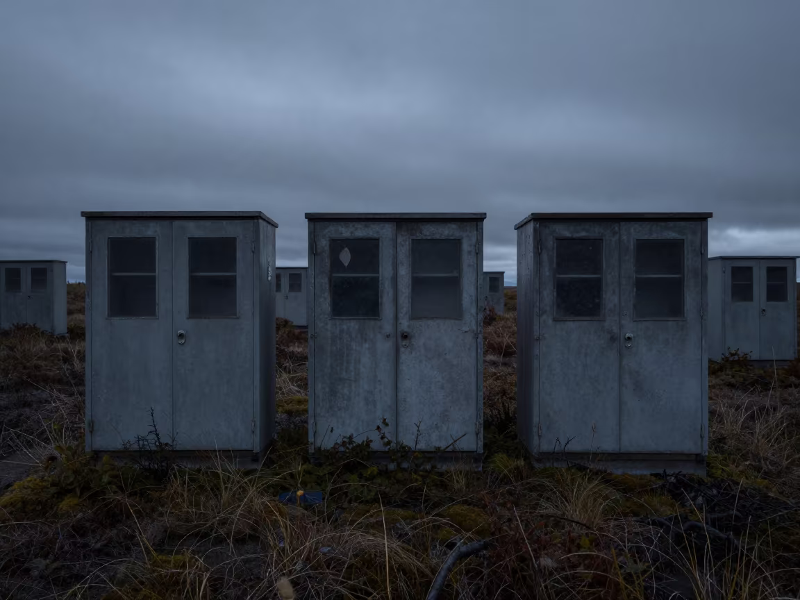Silhouetted Abandoned Computer Room Kamchatka Twilight in in Kamchatka