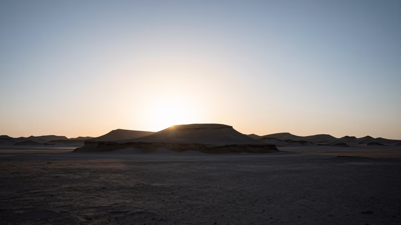 Silhouetted Alluvial Fan Before Sunrise in along a wave-cut shoreline near Nouakchott