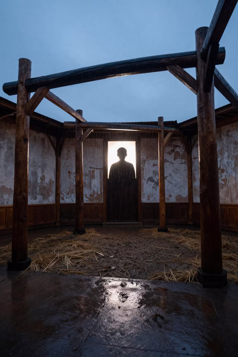 Silhouetted Art Installation in Bimbo Prayer Hall in in a prayer hall in Bimbo