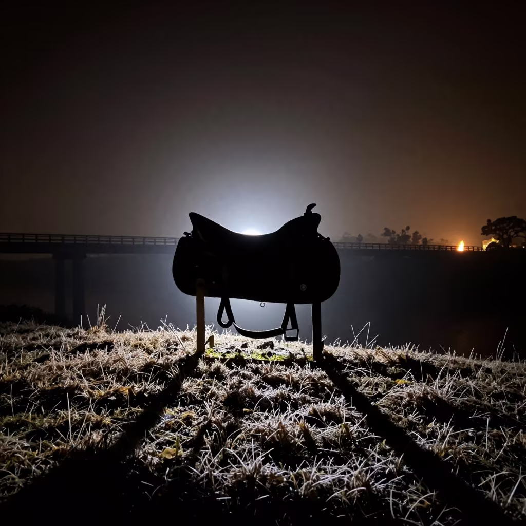 Silhouetted Bridge in Alpine Mist at Night in from a quiet alpine saddle in Uganda