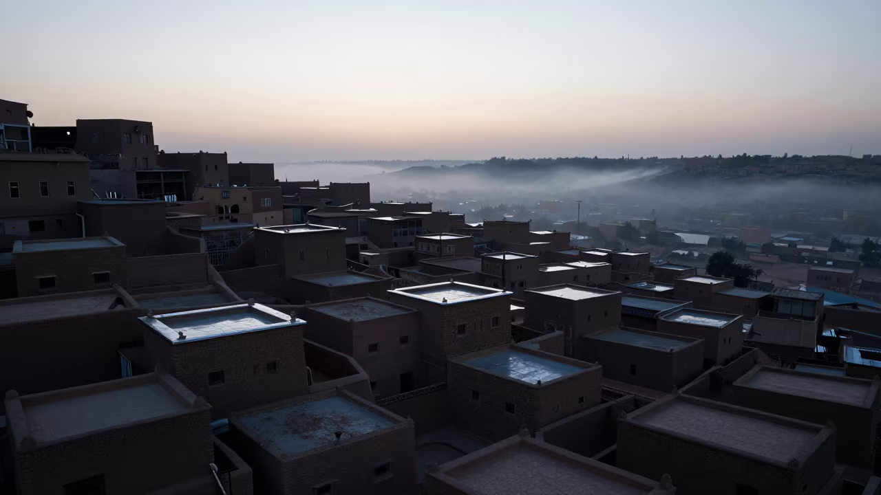 Silhouetted Cairo Village Before Sunrise in near Cairo