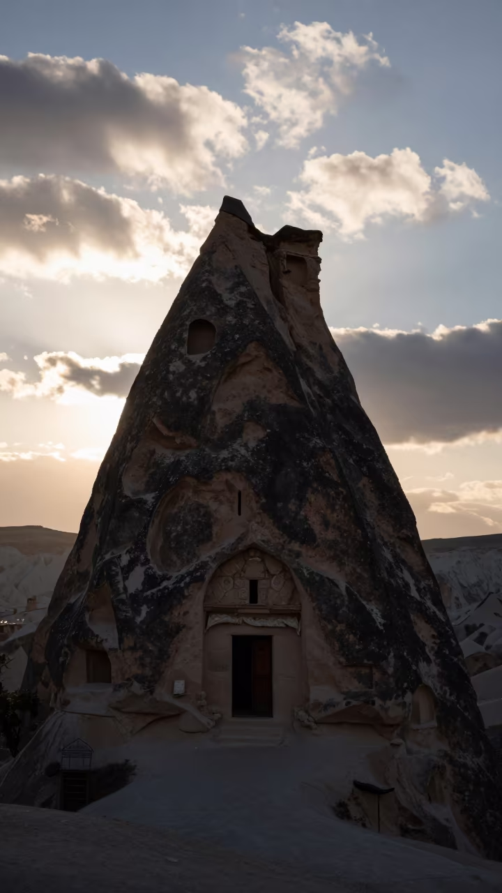 Silhouetted Cappadocian Fairy Chimney at Dawn in near Ürgüp