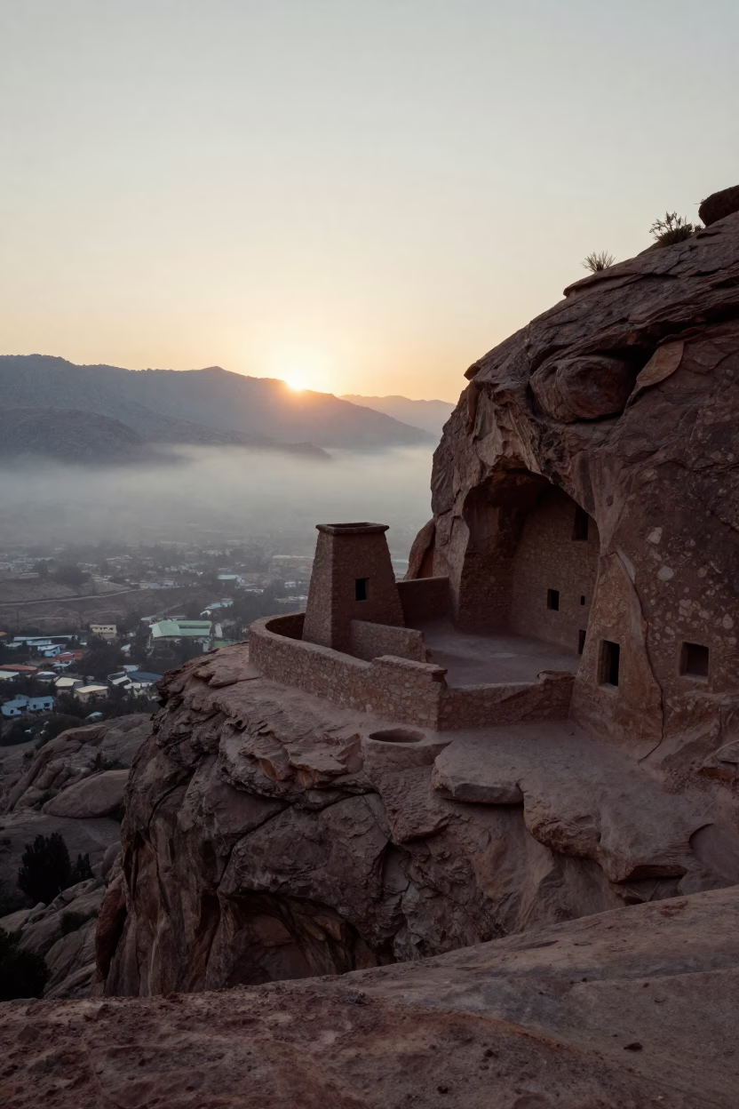 Silhouetted Cliff Dwelling at Nautical Dawn in La Paz in near La Paz