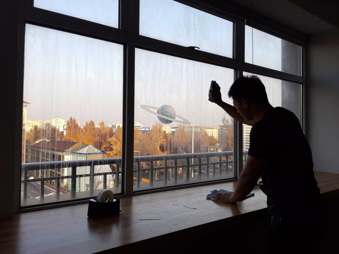 Silhouetted Climber at Pyongyang Check-In Desk in at a gym check-in desk in Pyongyang