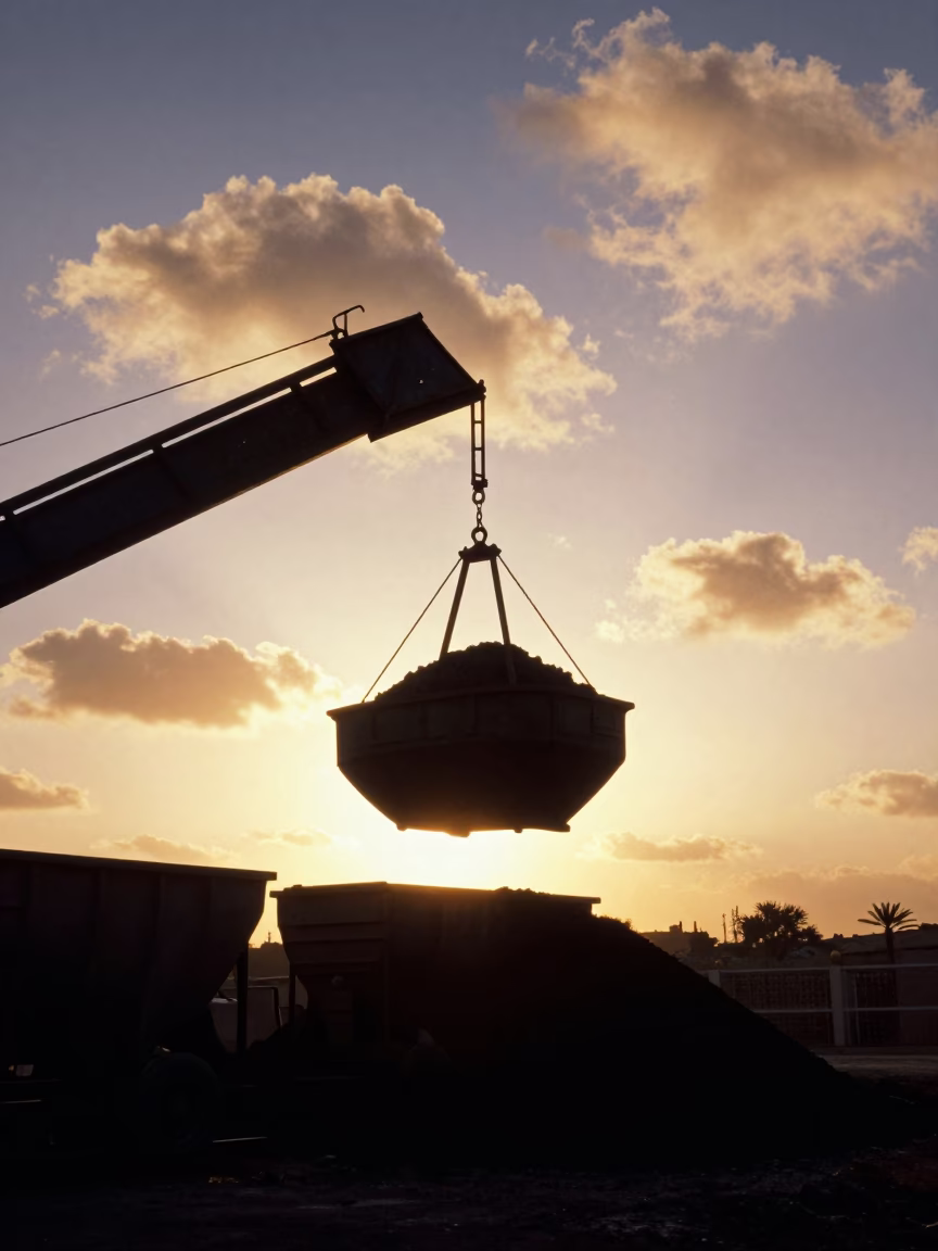Silhouetted Coal Hopper at Giza in Evening Light in near Giza