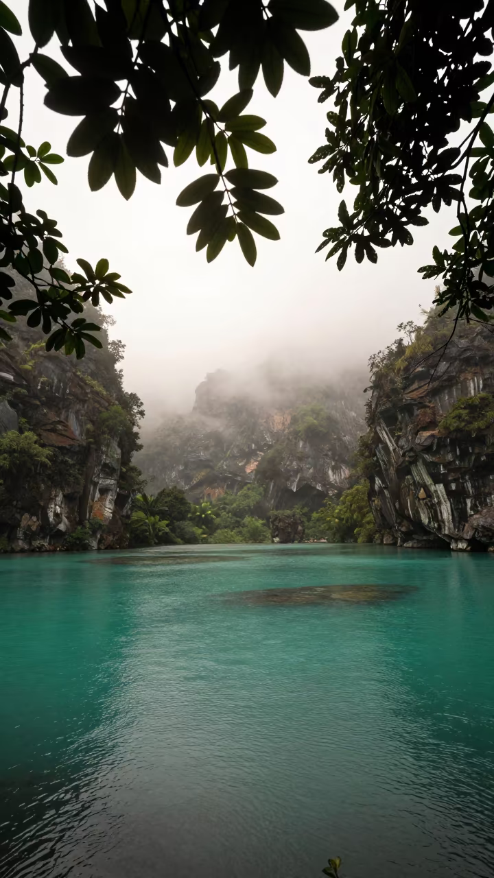 Silhouetted Coral Atoll in Kerala Valley Monsoon in across a wide valley floor in Kerala