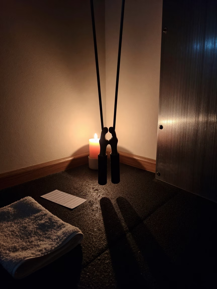 Silhouetted Cutter in Late Night Gym in inside a strength room near Plovdiv