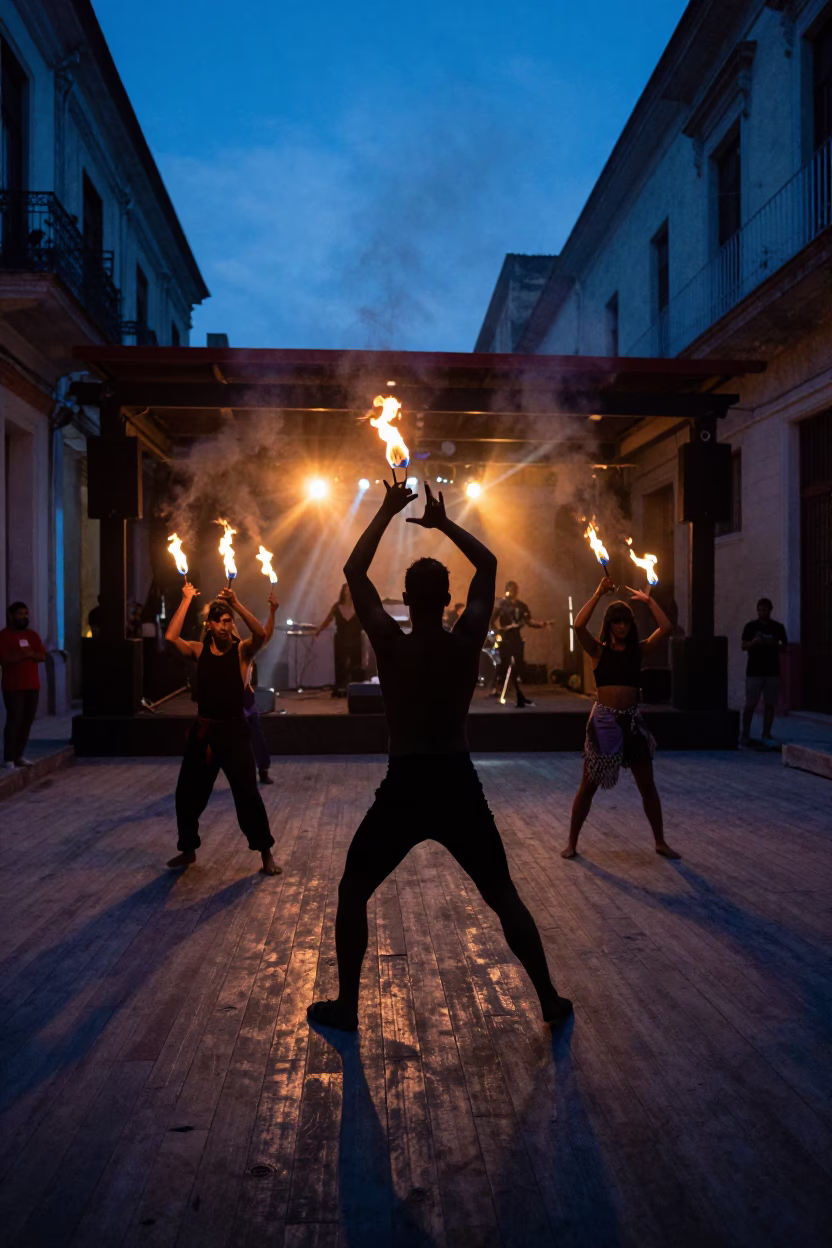 Silhouetted Dancers at Havana Jazz Club Dusk in at a jazz club in Habana Vieja, Havana