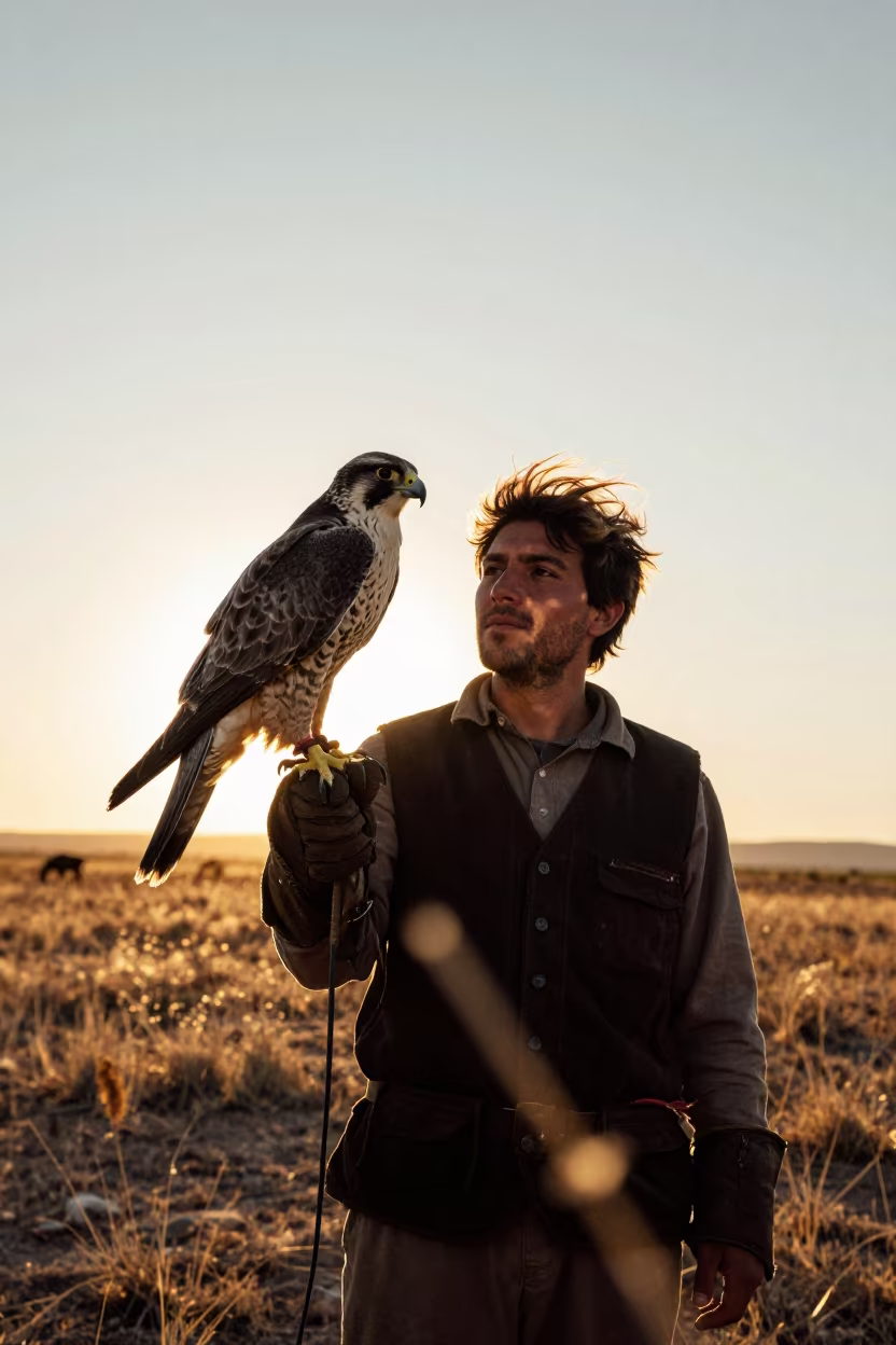 Silhouetted Falconer Hawk Shadow Salta in in Salta