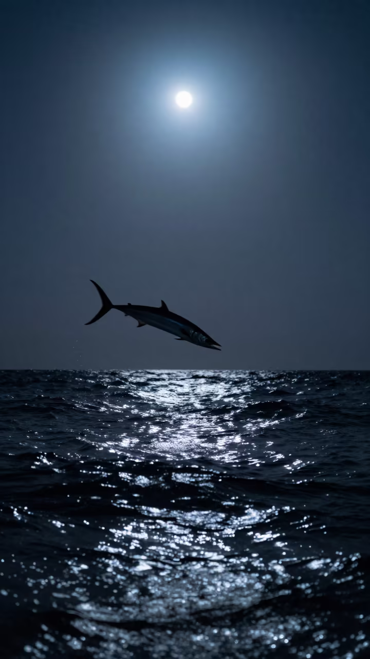 Silhouetted Flying Fish Over South African Waves in in South Africa